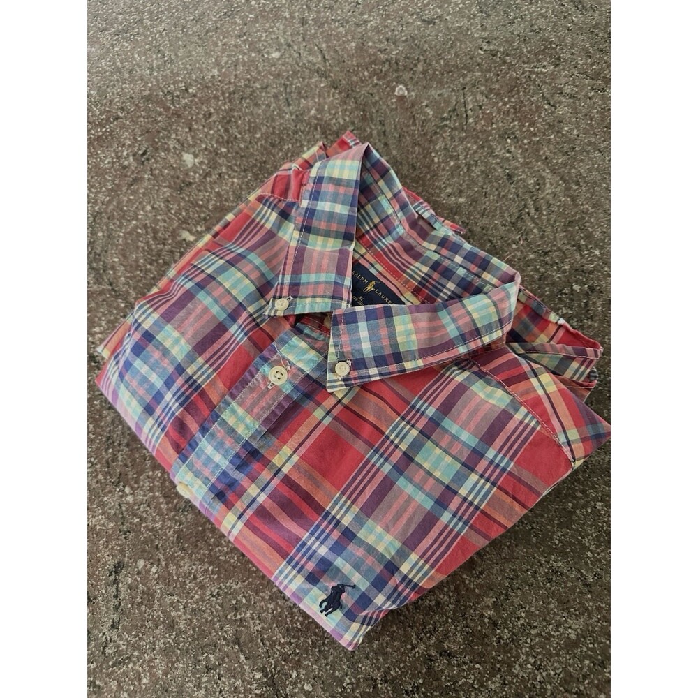 Polo Ralph Lauren Candy Color Plaid Long Sleeve Button Down Shirt XL teens